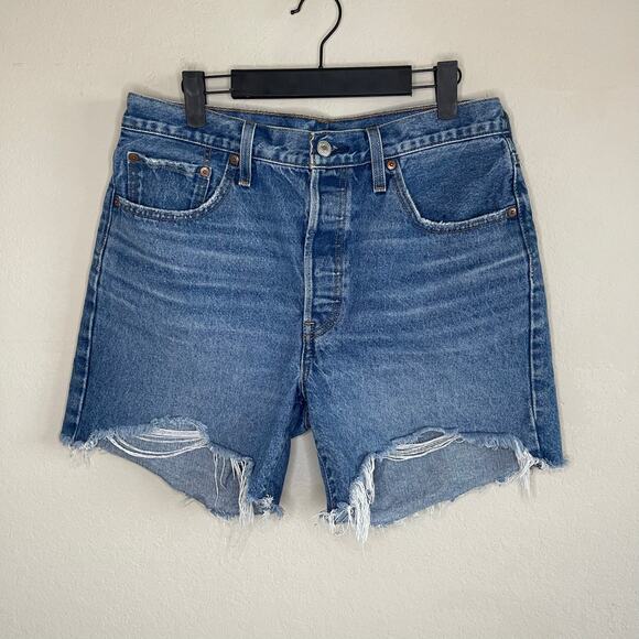 Levi’s 501 High Waisted Denim Cutoff Shorts Button Fly - Size W31 - Picture 1 of 5
